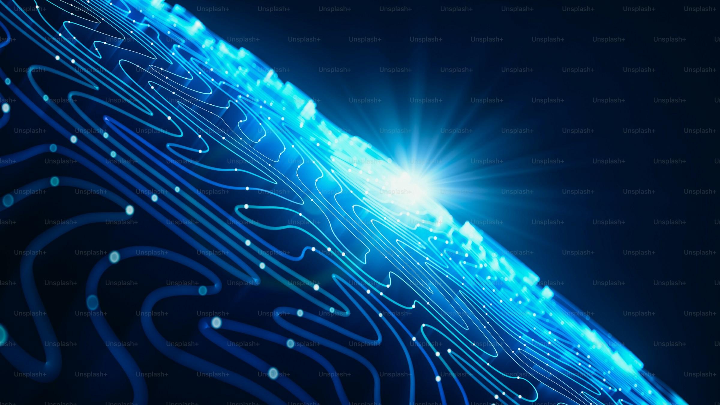 Digital rendering of a neural network and AI brain concept with glowing blue connections representing autonomous marketing intelligence